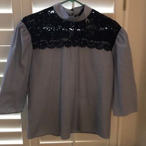 Zara basic collection navy lace shirt NWT
